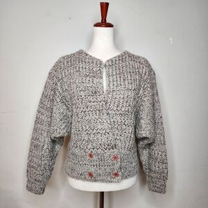 Vintage 80's Seque Brown and Tan Wool/Mohair Blend Cardigan Size Small